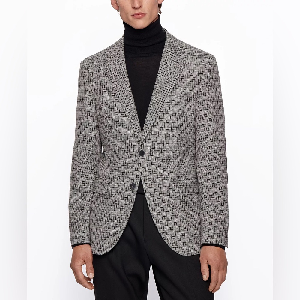 Hugo Boss Men's Jestor6 Regular Fit Suit Checkered Blazer Jacket Size 36R